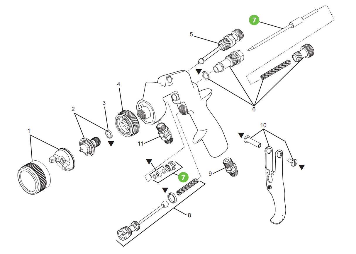 DeVilbiss FinishLine FLG-4, Needle, Needle Packing & Nut Kit FLG4-366-K