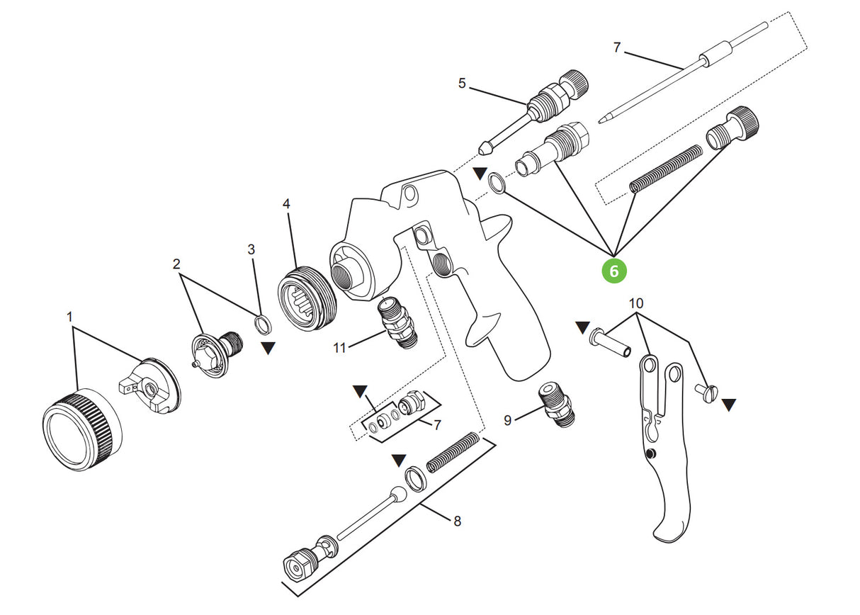 DeVilbiss FinishLine FLG-4, Needle Knob, Spring, Bushing & Gasket Kit FLG4-364-K