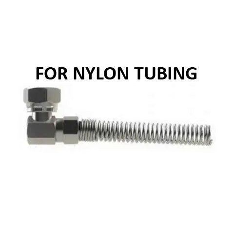 Hosco Hose and Tubing Connectors, Spring Guard Elbow, For Nylon Tubing (Various Size Options)