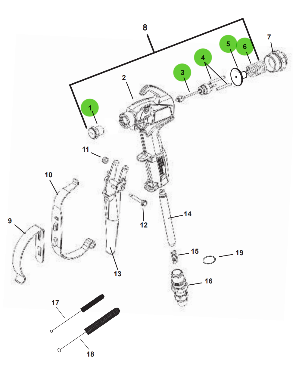 Kit de reparación de pistola pulverizadora TriTech T750