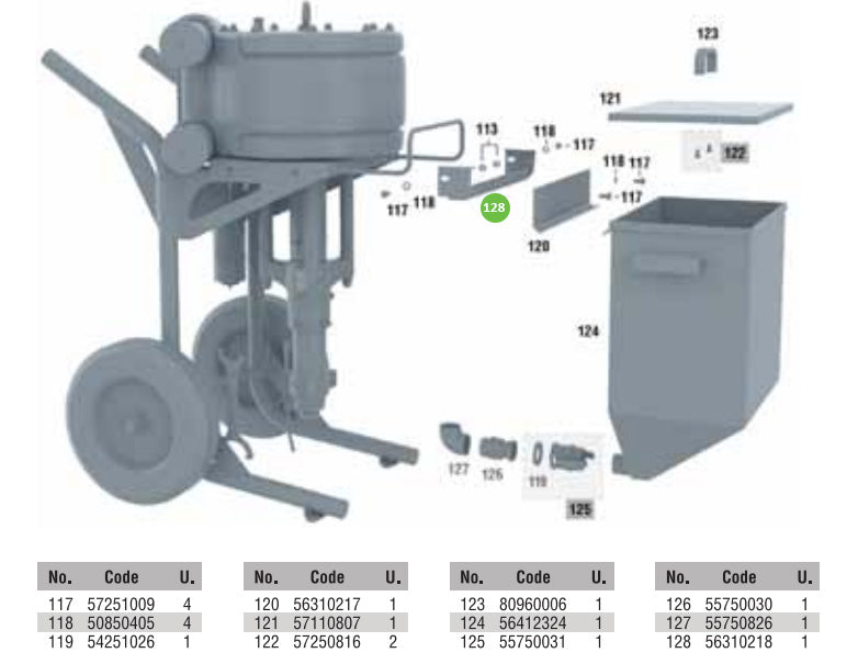 Sagola PT56310218 38L (10 US Gal) Hopper Trolley Mount
