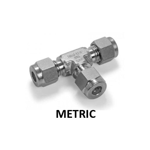 Hosco 316 Stainless Steel Compression & Instrumentation Fittings, Union Tee, Metric (Various Size Options)