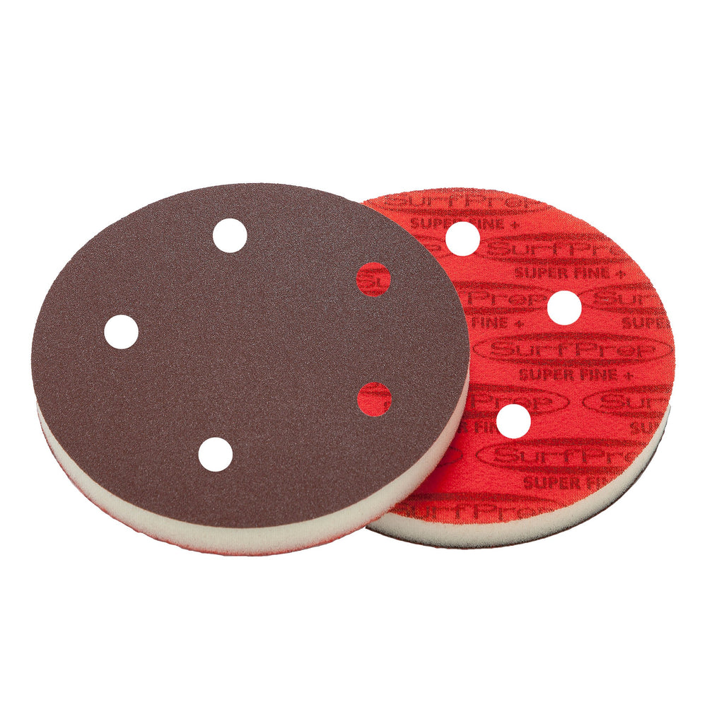 5 Surfprep Pads - 1/2 Thick (Premium Red A/o) Holes For Vacuum / Coarse (60-80 Scratch) Sanders