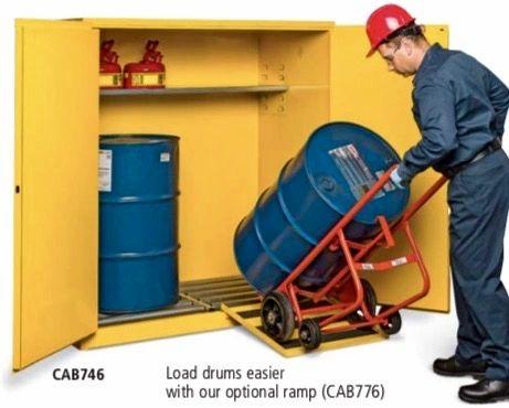 110 Gallon Vertical Drum Cabinet Manual Close 59 Width X 34 Depth 65 Height Flammable Storage