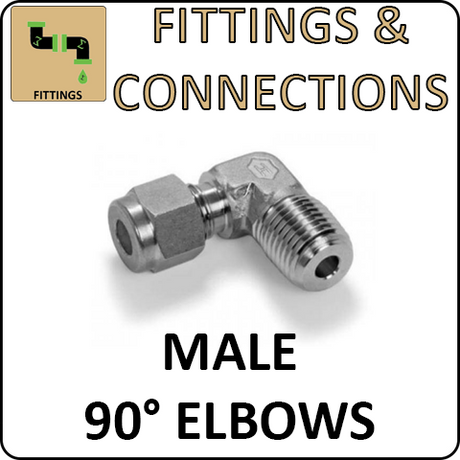 Hosco Fittings and Connections - 316 Stainless Steel Compression & Instrumentation Fittings - Male 90 Degree Elbows