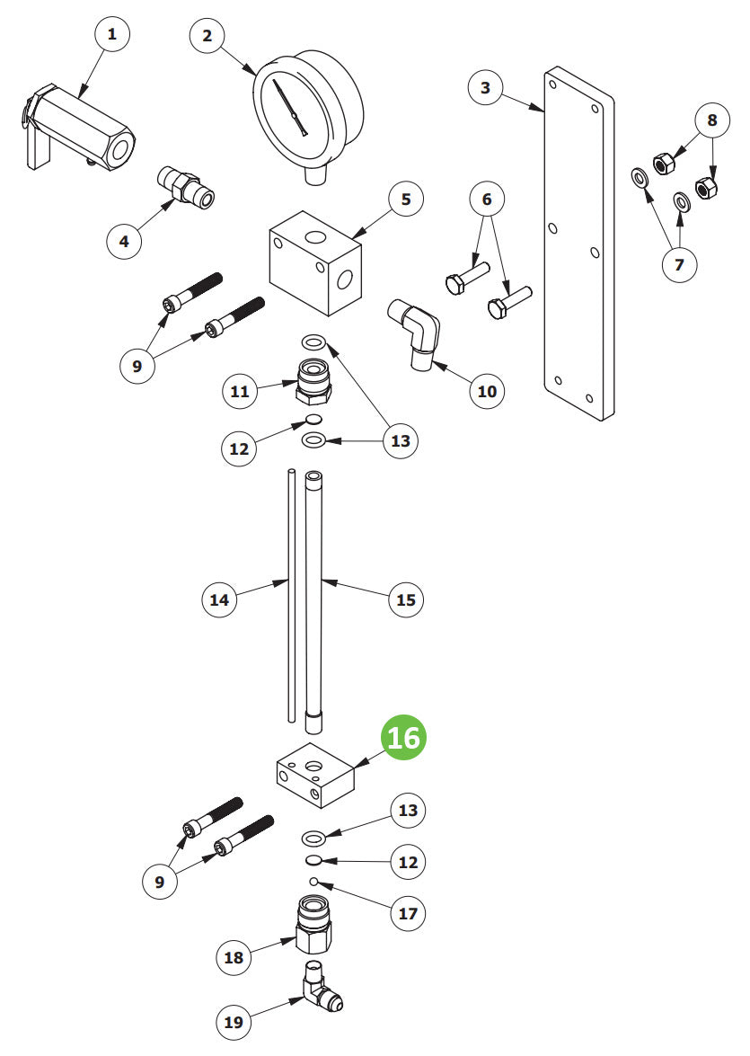 Binks 101-9465 Lower Flow Meter Block