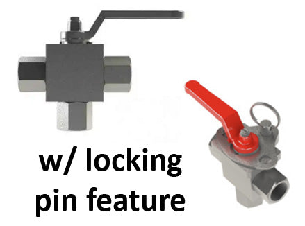 Hosco 3-Way Ball Valve w/ Locking Pin Feature, Female Tapered Pipe Thread