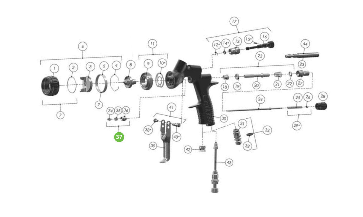 DeVilbiss TEKNA ProLite, Packing, Spring and Packing Nut Kit 702731