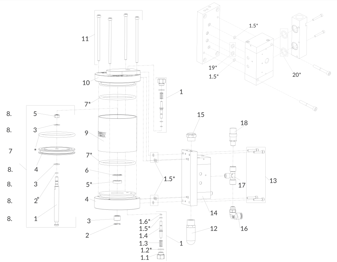 Silenciador Anest Iwata 960010A0; iCon-M233N 