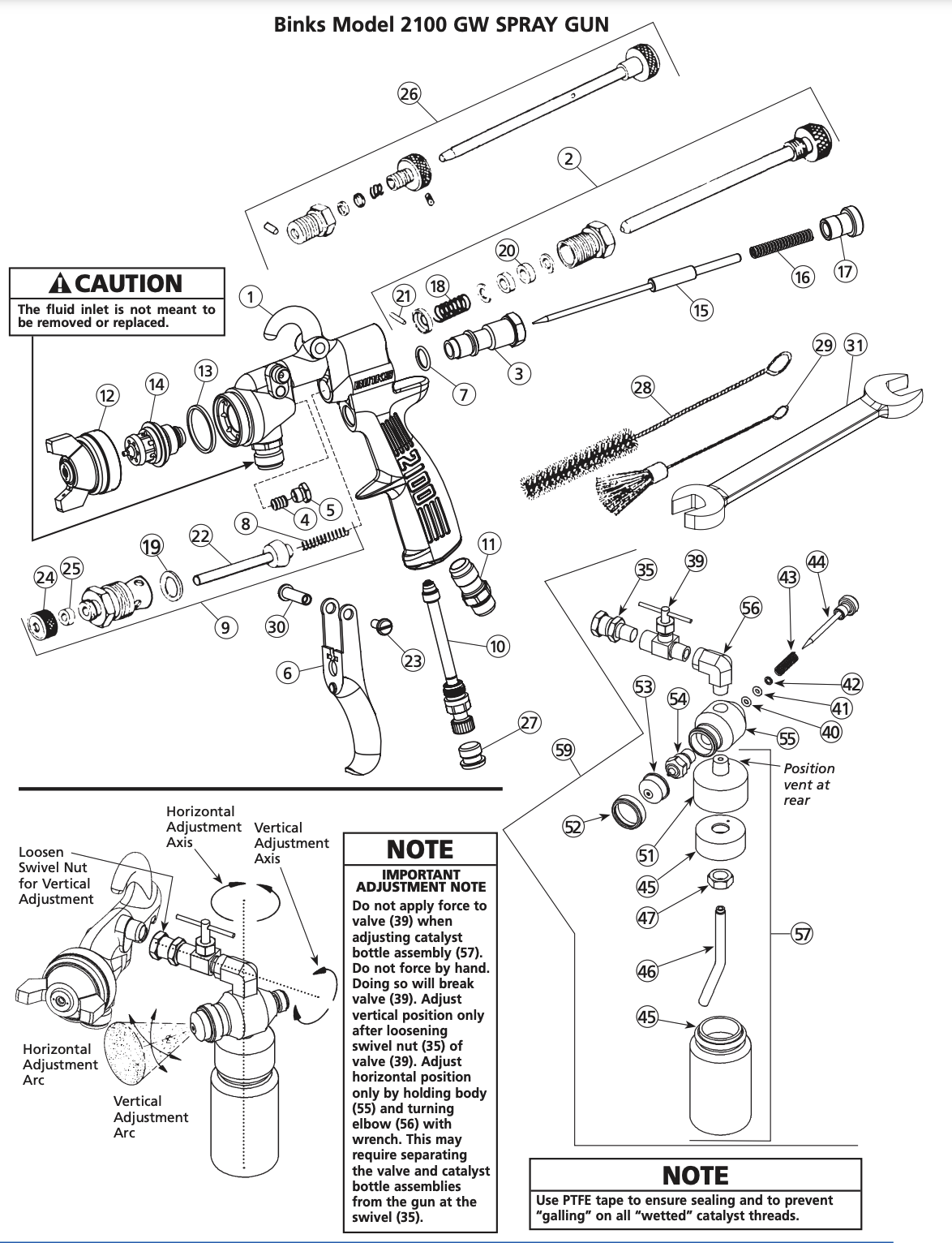 Complete Spare Parts Kit, Binks Model 2100 GW Plural Component Spray G