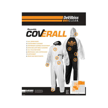DeVilbiss Premium Black Coverall spray suit product detail - Total Finishing Supplies
