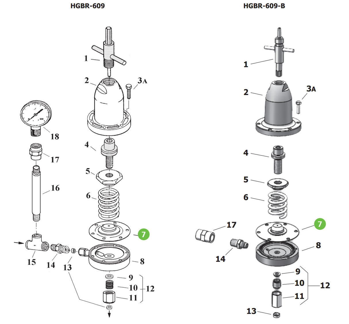 DeVilbiss HGBR-422 Fluid diaphragm assy. for HGBR