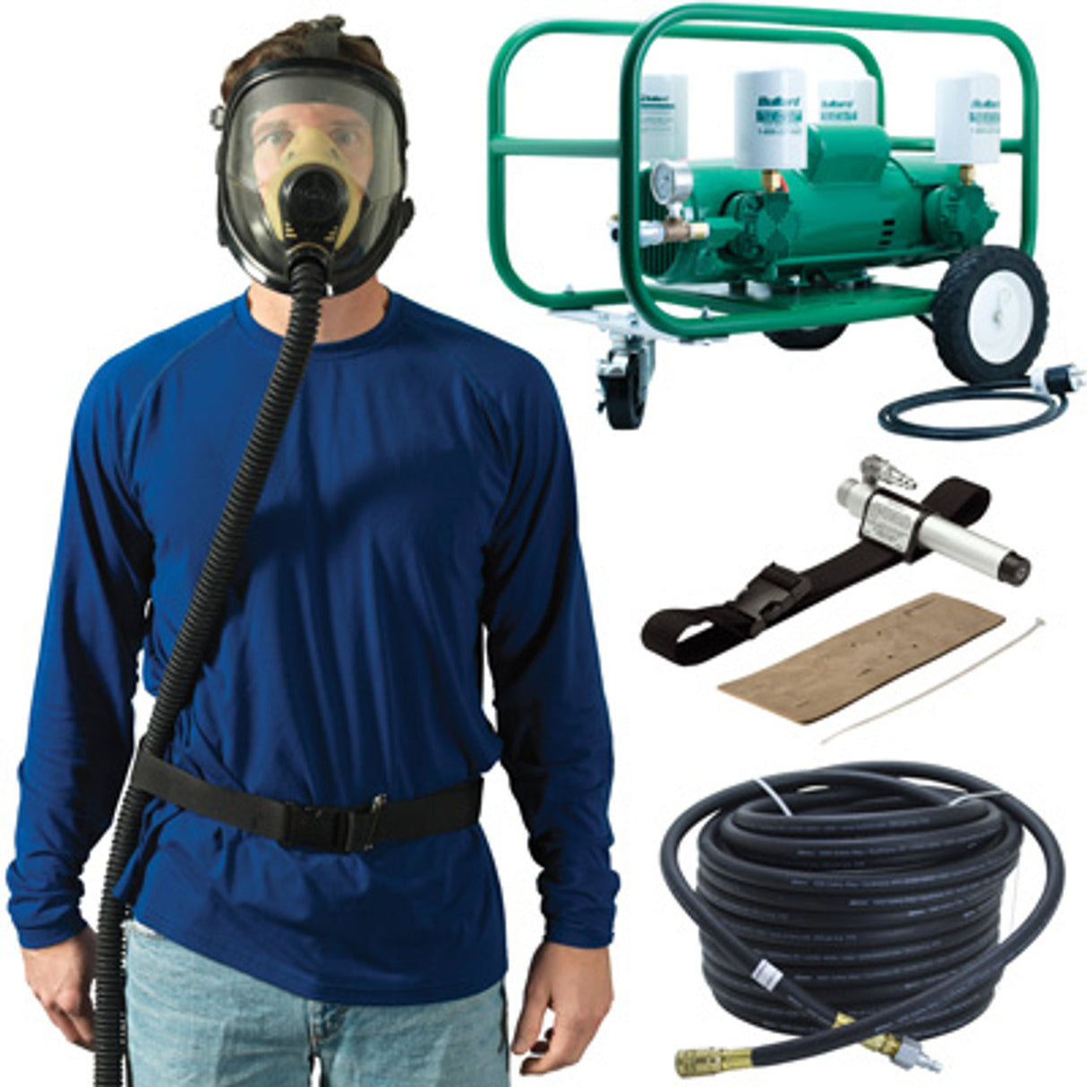 Pirate Brand - BULLARD®, Spectrum Series, Continuous Flow Full-Face Mask Free Air Pump Respirator Package