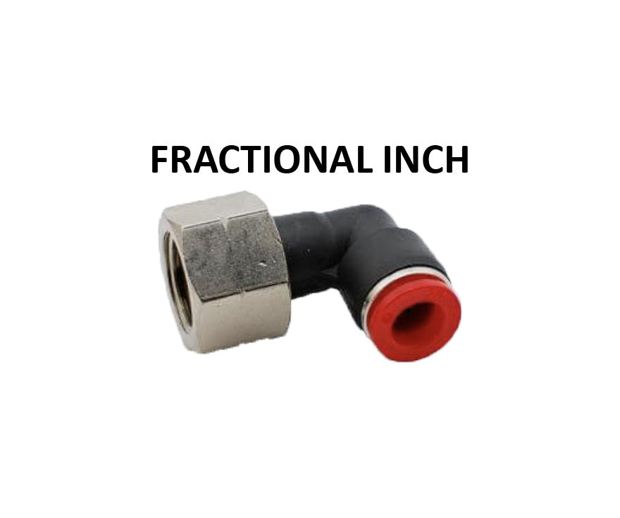 Hosco Push to Connect Fittings, Fractional Inch, Female Elbow (Various Size Options)