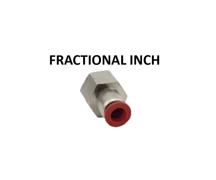 Hosco Push to Connect Fittings, Fractional Inch, Female Straight (Various Size Options)