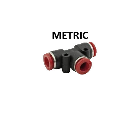 Hosco Push to Connect Fittings, Metric, PTC Union Tee (Various Size Options)