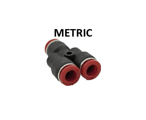 Hosco Push to Connect Fittings, Metric, Union Y (Various Size Options)