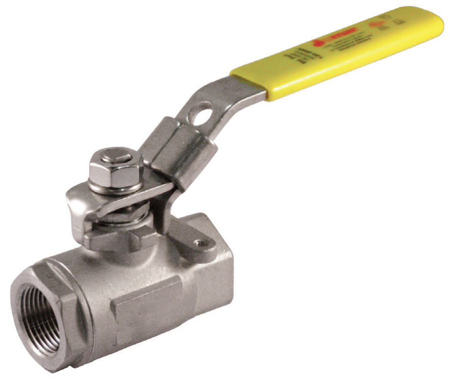1/4" Female 2-Piece Standard-Port Ball Valve, Stainless Steel