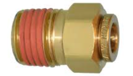 Adaptador recto de 1/4" M.NPT con tubo de 1/8" y conexión a presión