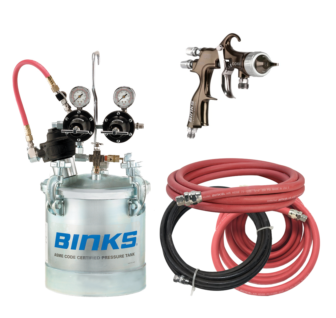 Kit de pulverizadores de lujo para embarcaciones con pistola Binks Trophy, tanque de presión y mangueras