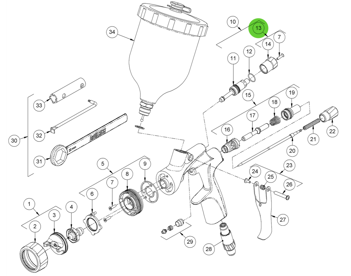 Binks DVXK-404 Spreader Control Knob Kit