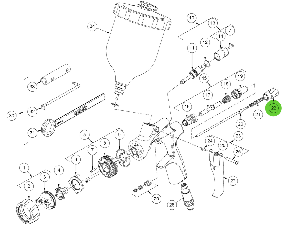Binks DVXK-406 Fluid Adjusting Knob Kit