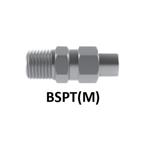 Hosco Hose and Tubing Connectors, No Spring Guard Tapered Straight, BSPT(M) (Various Size Options)