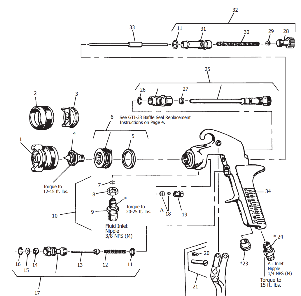 Kit de reparación DeVilbiss KK-4987-2 para pistola pulverizadora convencional JGA-510