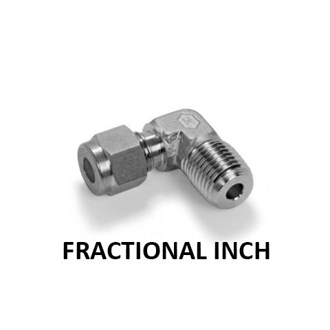 Hosco 316 Stainless Steel Compression & Instrumentation Fittings, Male 90 Degree Elbows, Fractional Inch (Various Size Options)