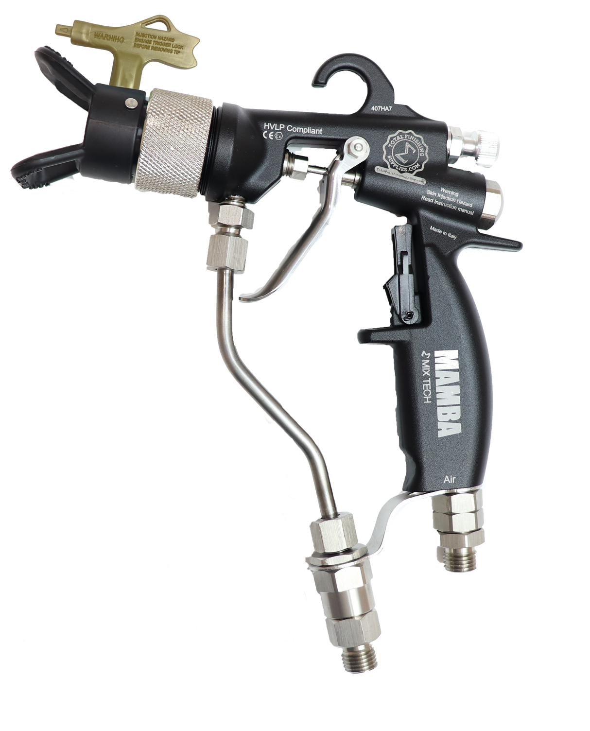 Pistola pulverizadora manual sin aire asistida por aire MAMBA® Mix-Tech con boquilla reversible 