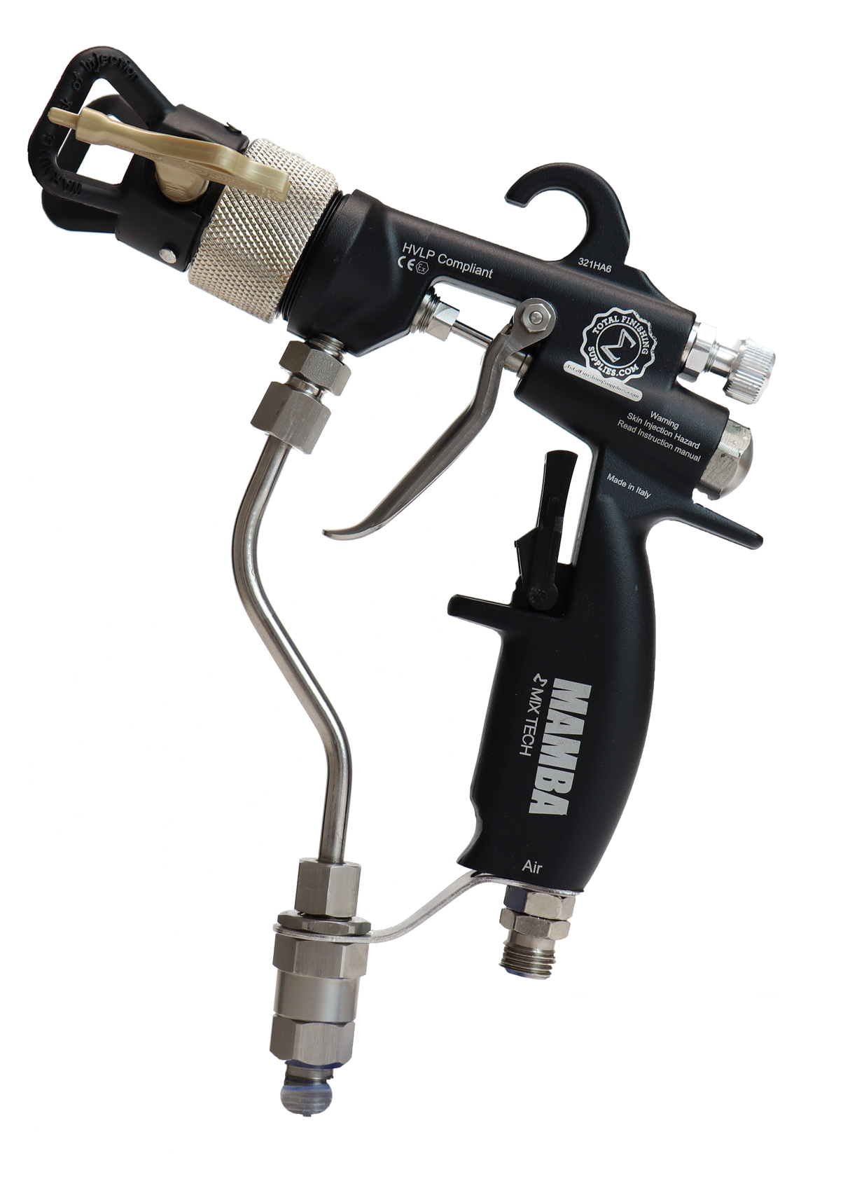 TFS Label Air-Assist-Airless (AAA) 14:1 Peak™ Pump - Wall Model Set-Up (V Packing) with MAMBA® AAA Spray Gun