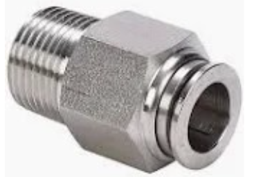 Adaptador recto de 1/4" M.NPT con tubo de 1/8" y conexión a presión