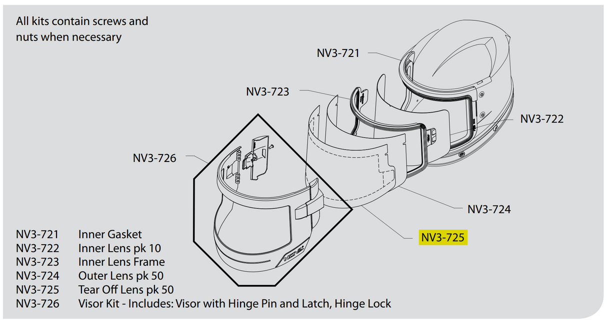 Lente desprendible exterior Nova 3 - PK 50; NV3-725