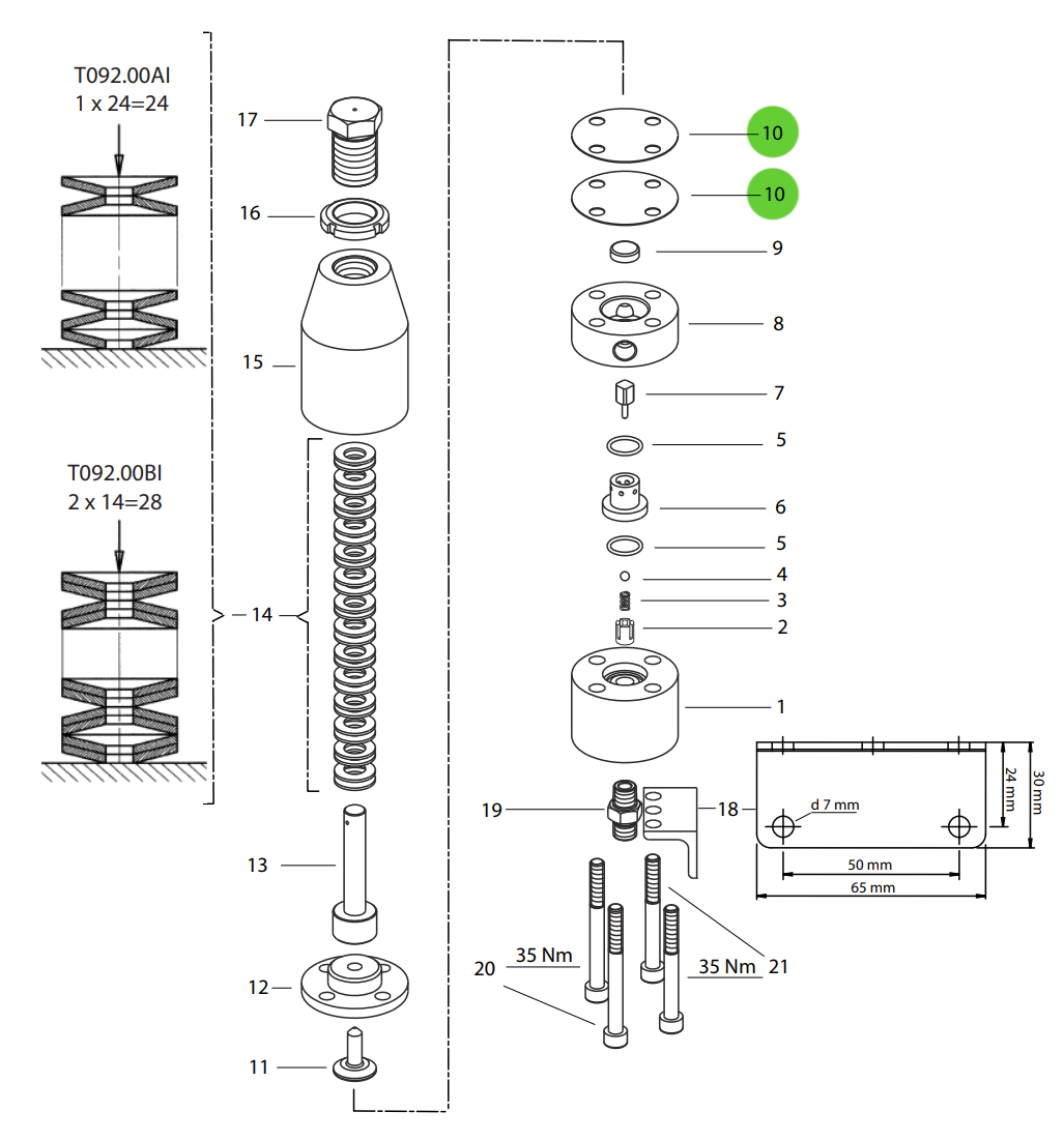 Wagner G760.07 Pen R.P. V/High Pressure Intermediate Diaphragm