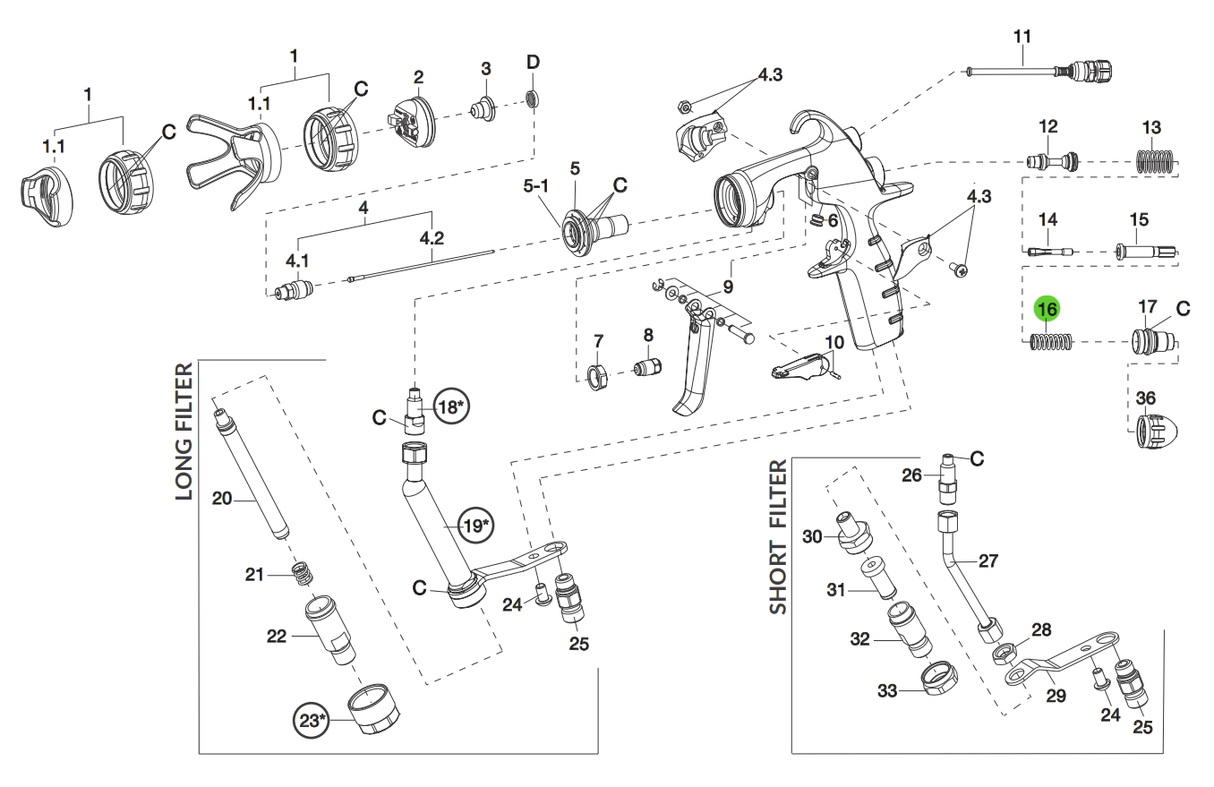 Anest Iwata 93004150 Needle Spring 120 bar; MSGS200