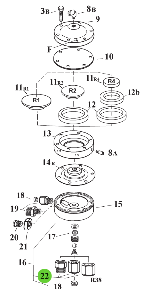 DeVilbiss HGB-60 Inlet Fitting 1/4" BSP