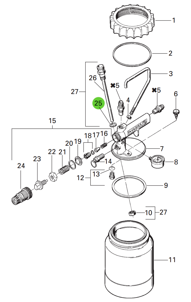 DeVilbiss KB-60-K6 KB Cup Gasket Kit