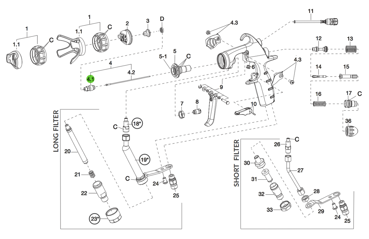 Anest Iwata 93004170 Fluid Nozzle; MSGS200