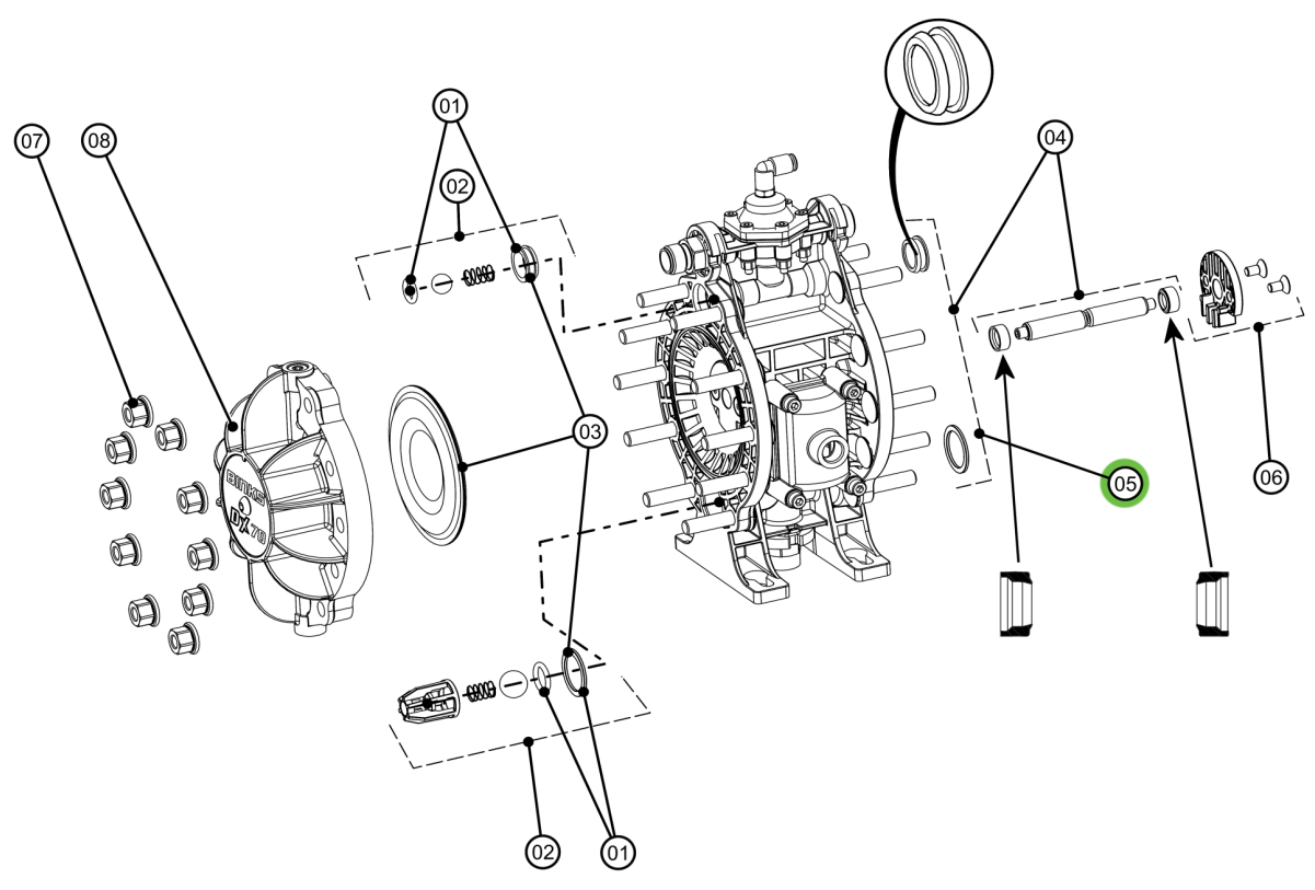 Kit de sellado de tapa de extremo Binks DXK-5
