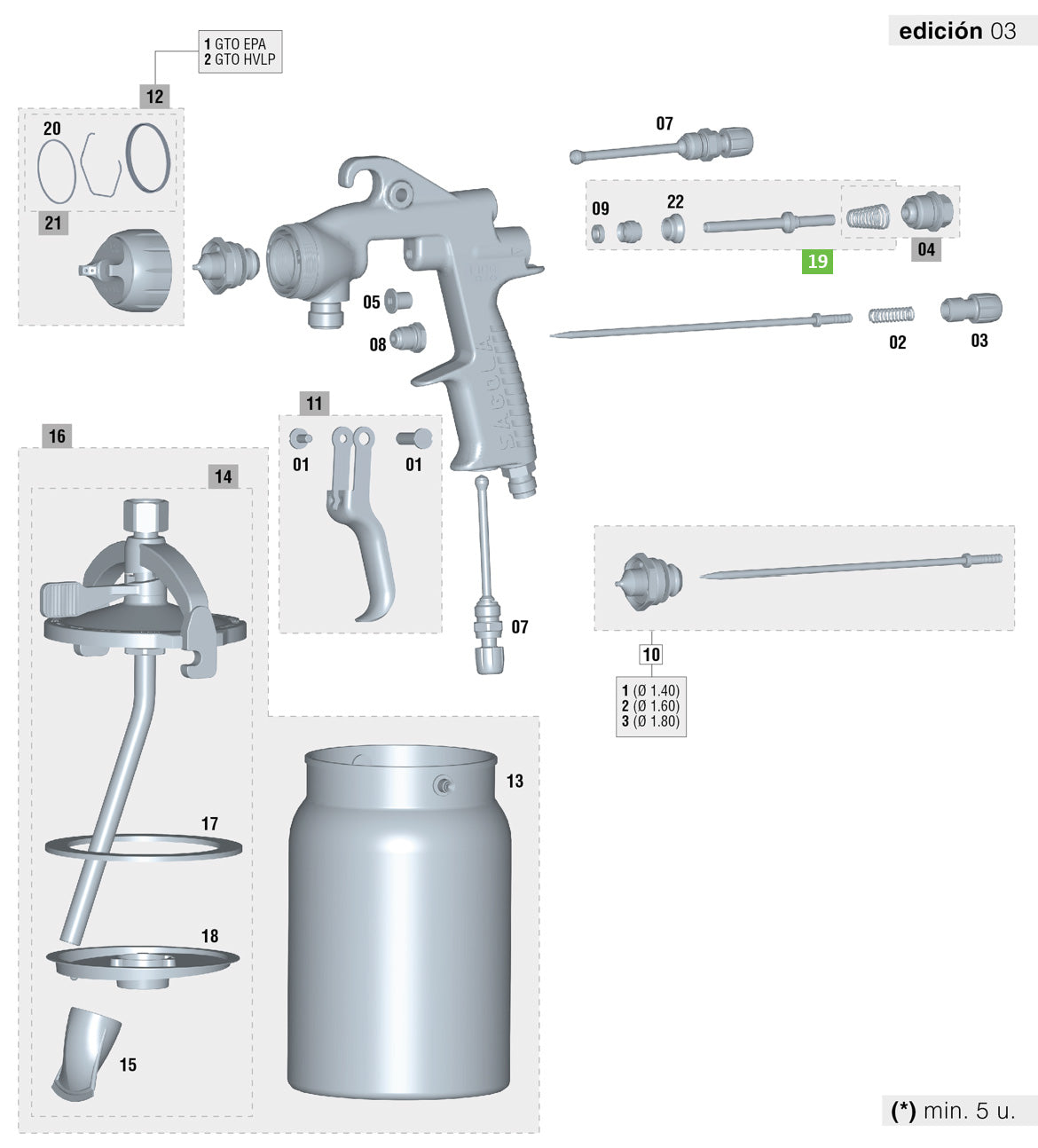 Sagola 56418669 Air Valve Kit for 3300 GTO Suction Spray Gun