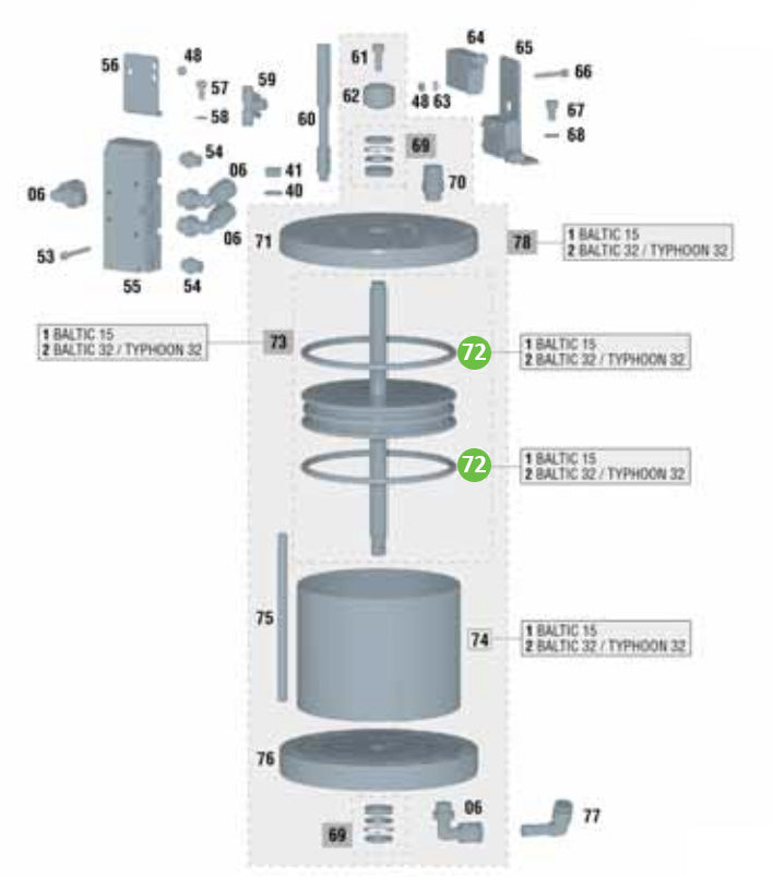 Sagola PT56418541 Air Motor Cylinder Piston Seal for Baltic 32