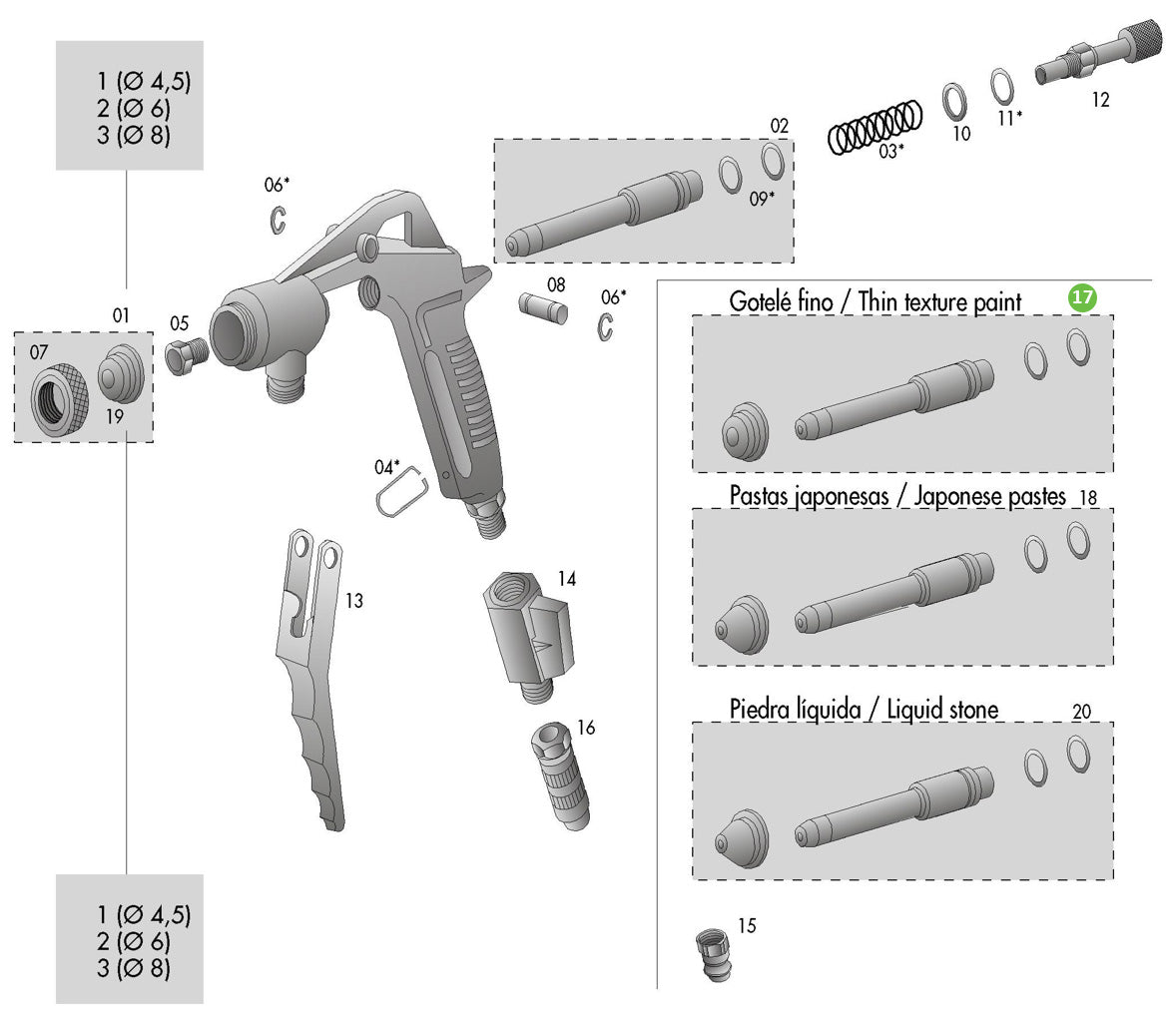 Sagola PT5641806X Needle & Nozzle Kit for 419 Premium Spray Gun