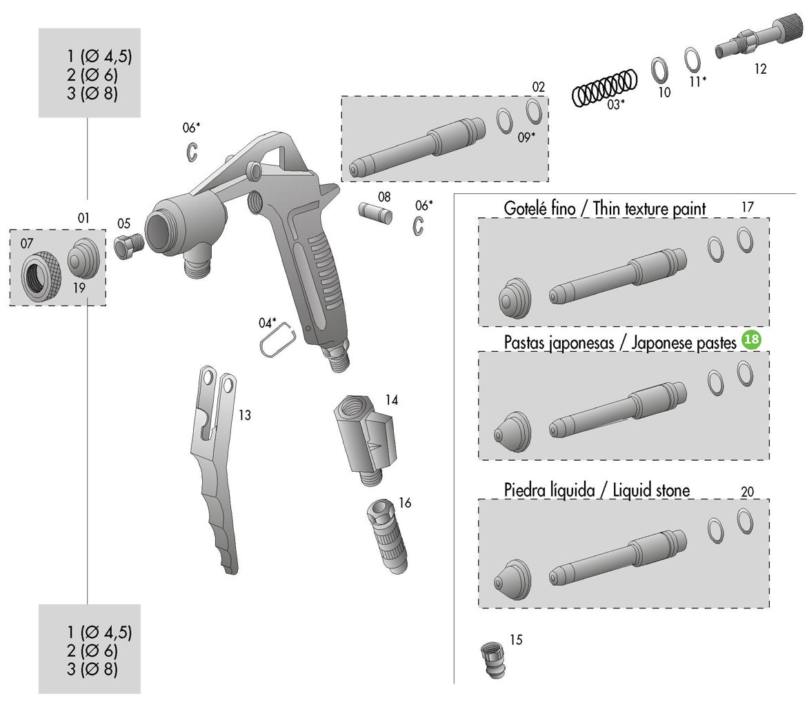 Sagola PT5641806X Needle & Nozzle Kit for 419 Premium Spray Gun