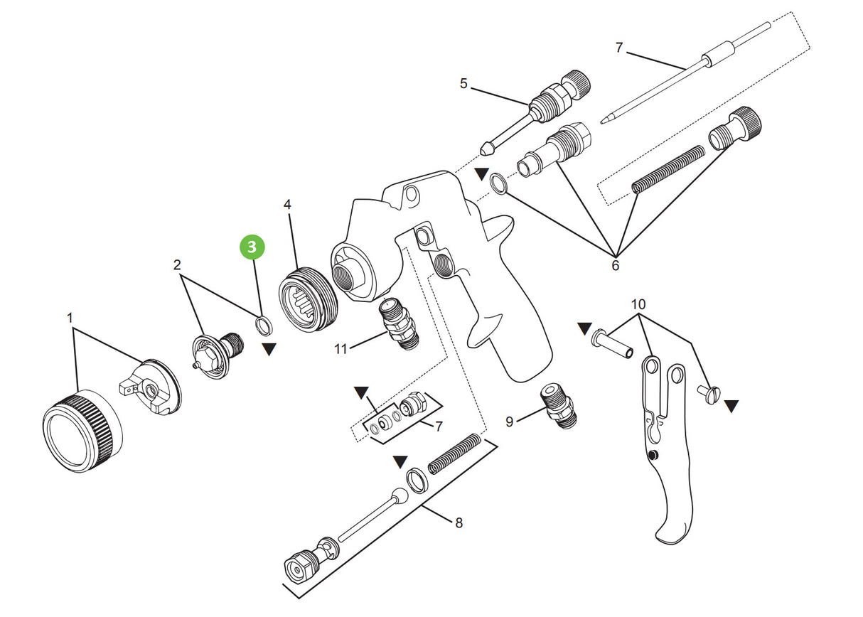 DeVilbiss FinishLine FLG-4, Fluid Tip Seal (Kit of 5) FLG-304-K5