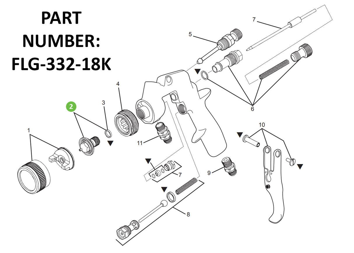 DeVilbiss FinishLine FLG-4, Fluid Tip & Seal Kit FLG-332-18K