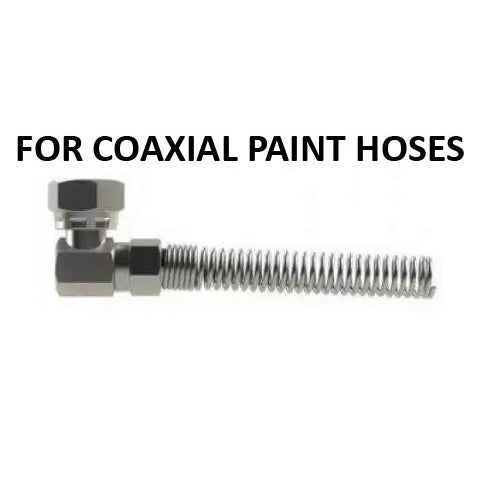 Hosco Hose and Tubing Connectors, Spring Guard Elbow, For Coaxial Paint Hose (Various Size Options)