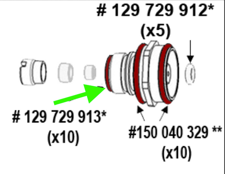 Aftermarket KREMLIN® 129.729.913 Seal Rear Gasket For Diffuser Qty 10 (Non-OEM) - Total Finishing Supplies