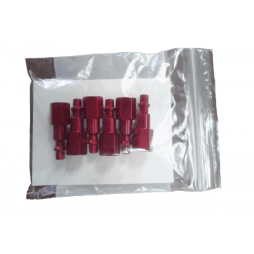 6 Industrial Standard Flow Disconnect Stems - Female Light Duty (Red) Becca Consumables