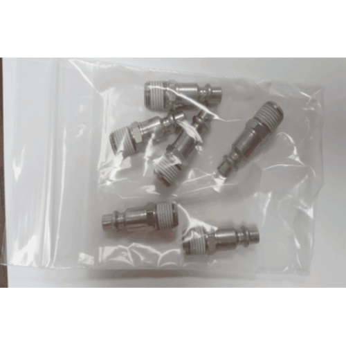 6 Industrial Standard Flow Disconnect Stems - Male Heavy Duty (Silver) Becca Consumables