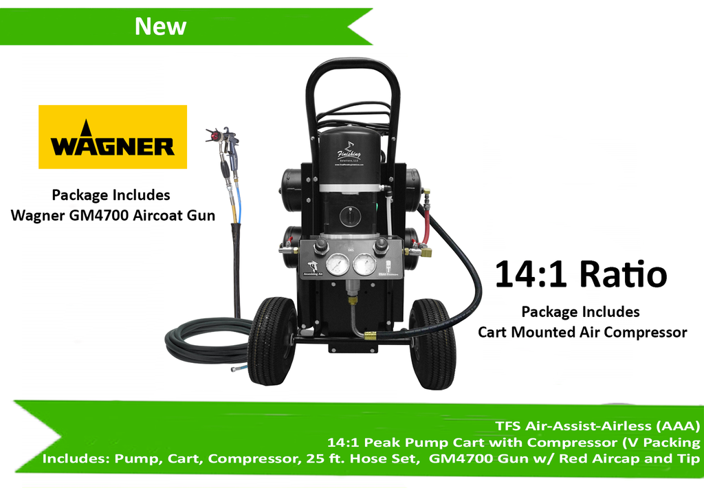 Tfs Label Air-Assist-Airless (Aaa) 14:1 Peak Pump Cart With Compressor (V Packing) W/ Gm4700 Gun